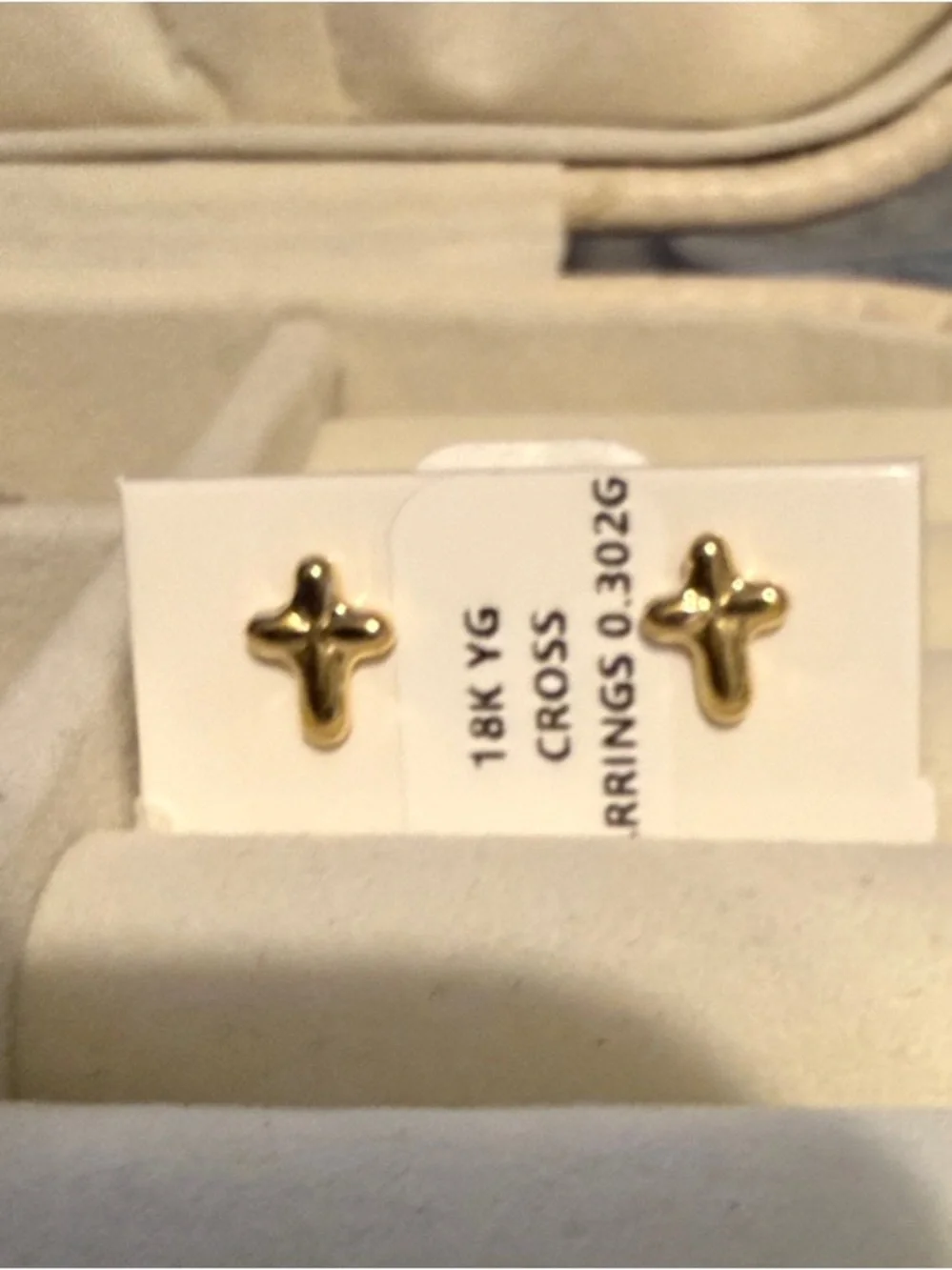 14K Yellow Gold Cross Stud Earrings for Kids - Classic Gold